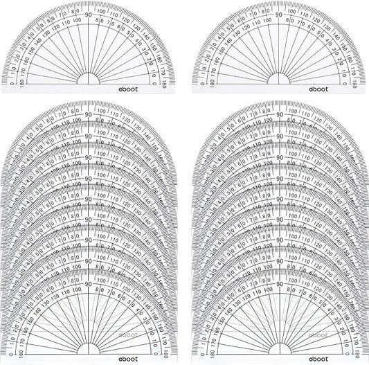 20 Pack Plastic Protractor, 180 Degrees Protractor by eBoot