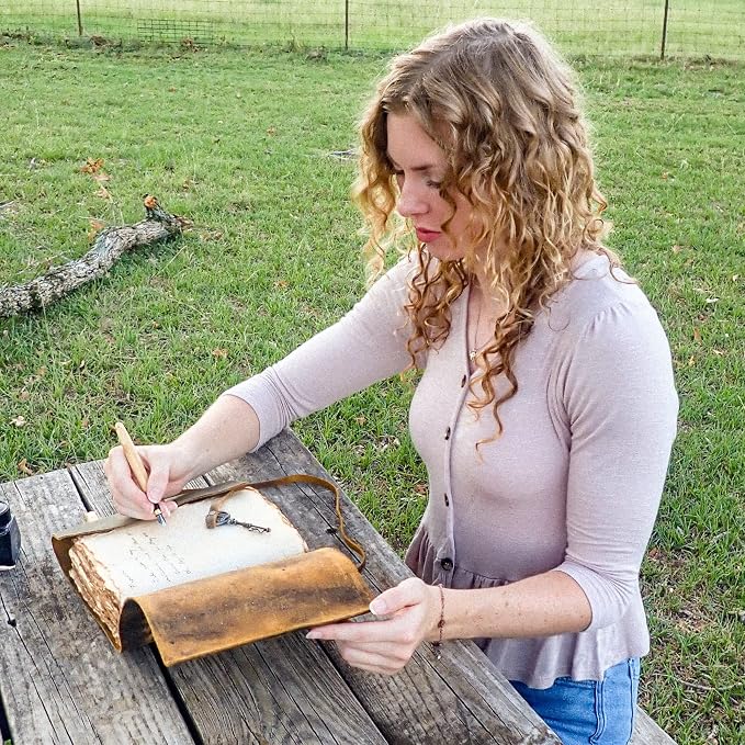 LEATHER VILLAGE Vintage Leather Journal – 200 Handmade Vintage Deckle Edge - Image 8
