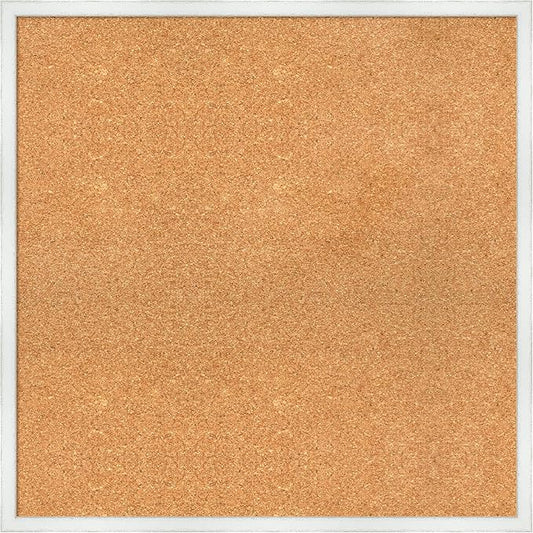 Amanti Art Natural Cork Board for Wall, 27x27 Vision Board with White Frame, Large Corkboard Office Decor for Home Organization, Country Rustic Corkboard Pinboard to Display Items for Home-DeskLoop Office