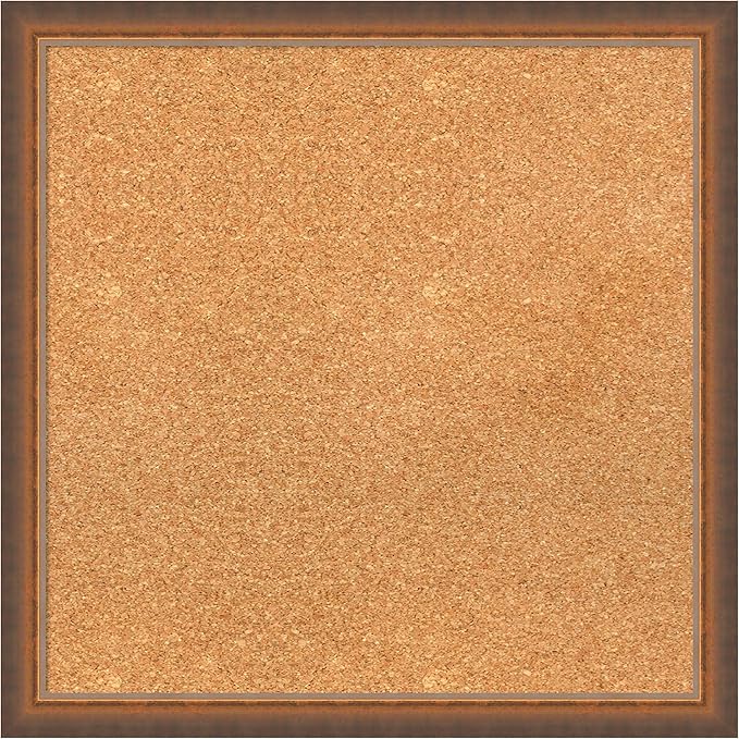 Amanti Art Natural Cork Board for Wall, 22x22 Vision Board with Bronze Frame, Medium Corkboard Office Decor for Home Organization, Modern Corkboard Pinboard to Display Items for Home Organization in-DeskLoop Office