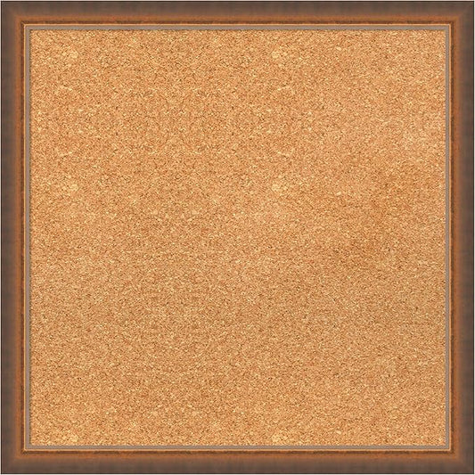 Amanti Art Natural Cork Board for Wall, 22x22 Vision Board with Bronze Frame, Medium Corkboard Office Decor for Home Organization, Modern Corkboard Pinboard to Display Items for Home Organization in-DeskLoop Office