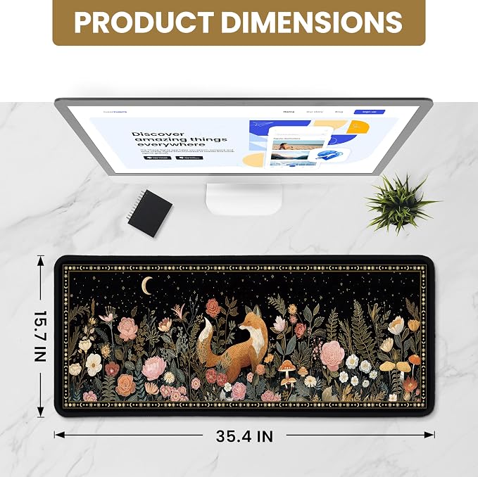 Aesthetic Desk Mat, Cute Wildwood Fox Desk Pad Protector - Image 2