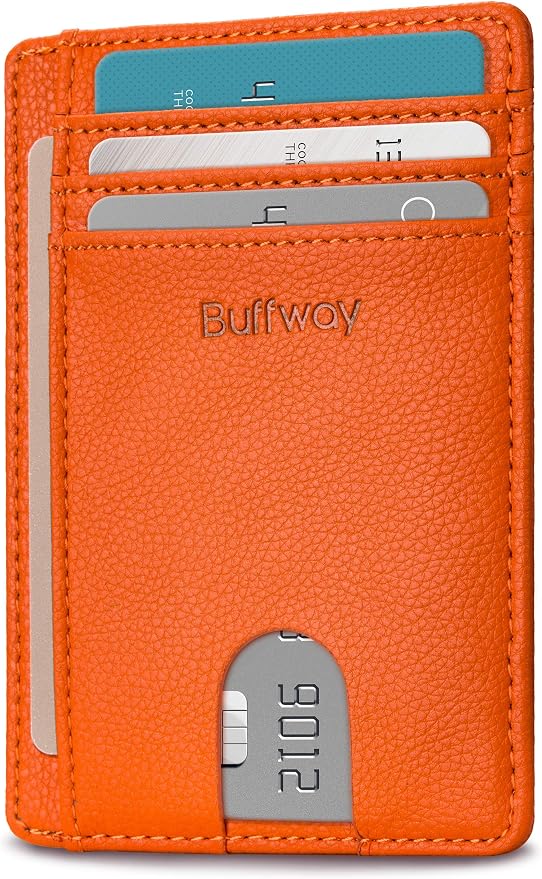 Buffway Slim Minimalist Front Pocket RFID Blocking Leather Wallets by Buffway