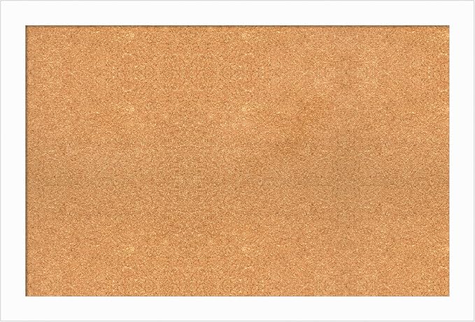 Amanti Art Natural Cork Board for Wall, 25x37 Vision Board with White Frame, Large Corkboard Office Decor for Home Organization, Casual Corkboard Pinboard to Display Items for Home Organization in-DeskLoop Office