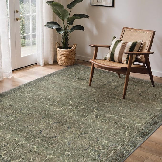 GENIMO 9x12 Area Rugs for Living Room, Machine Washable Non Slip Vintage Rugs by GENIMO