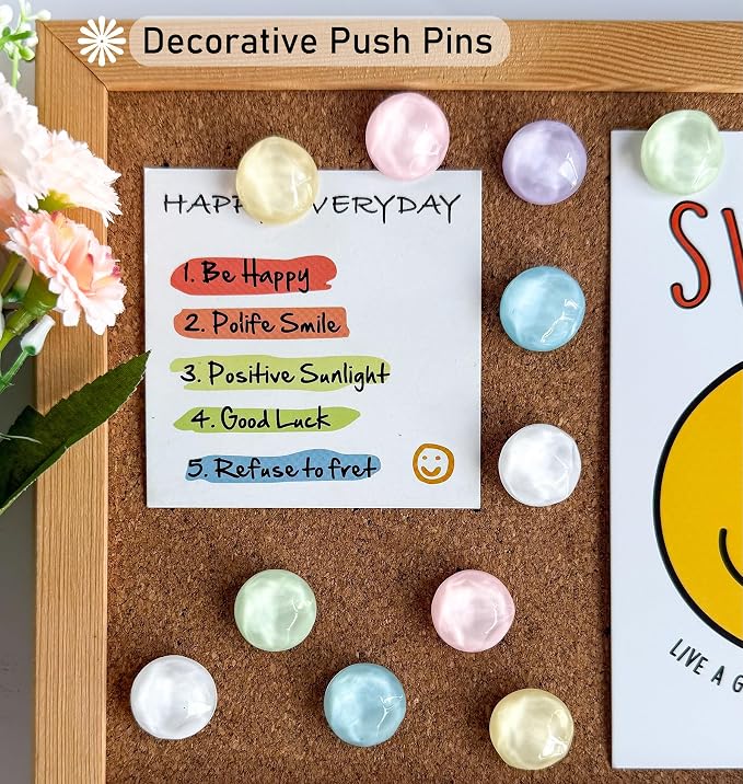 24Pcs Decorative Push Pins, Thumb Tacks, Bulletin Board Tacks, Cork Board Tacks - Image 2