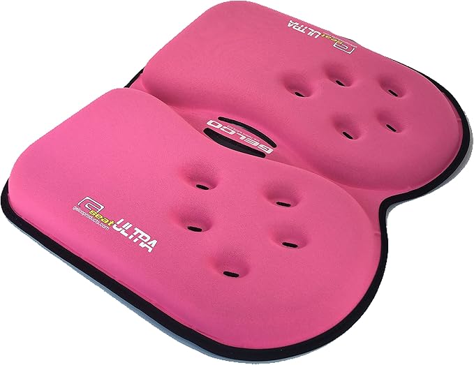 GSeat Ultra Large Gel and Foam Coccyx Seat Cushion for Back Pain Relief, Sciatica, Low Back, Tailbone-Pain, Pressure Relief, Seat Pad for Office, Home, Driving, Meditation Anywhere You Sit (Pink)-DeskLoop Office