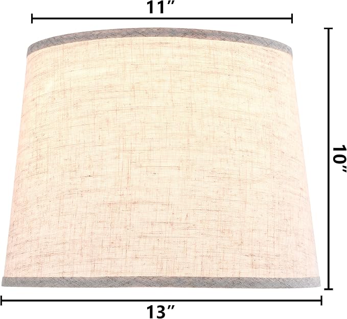 GO&SO Set of 2 Beige Drum Lamp Shades -11" Top x 13" Bottom x 10" High -Oatmeal - Image 2
