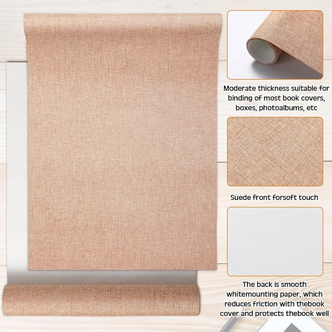 4 Pcs Book Cloth Bookcover Fabric Surface with Paper Backed Binding Cloth Fabric Book Cover for Scrapbooking Album DIY Craft Supplies Home, 4 Colors(Classic Color,40 x 16 Inches)-DeskLoop Office
