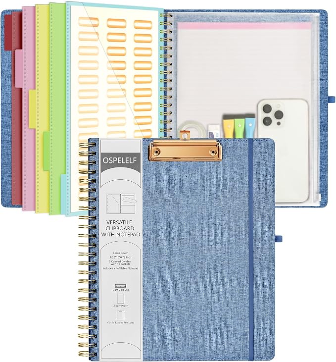 Ospelelf Foldable Spiral Clipboard Folio by OspelelfOfficeSupplies