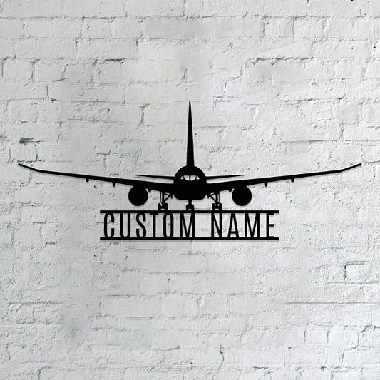 Personalized Metal Airplane Wall Art, Airplane Name Sign, Customized Pilot Name by Unknown
