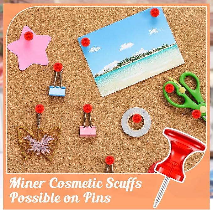 Outus 100 Pcs Giant Push Pins Large Thumb Tacks Plastic Heads 1 Inch Jumbo Push - Image 3