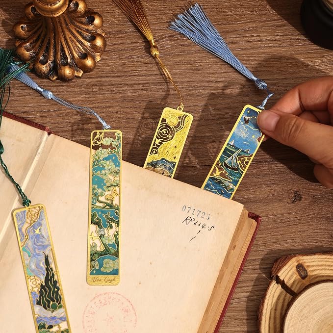 4 Pieces Metal Bookmarks with Tassel - Image 4