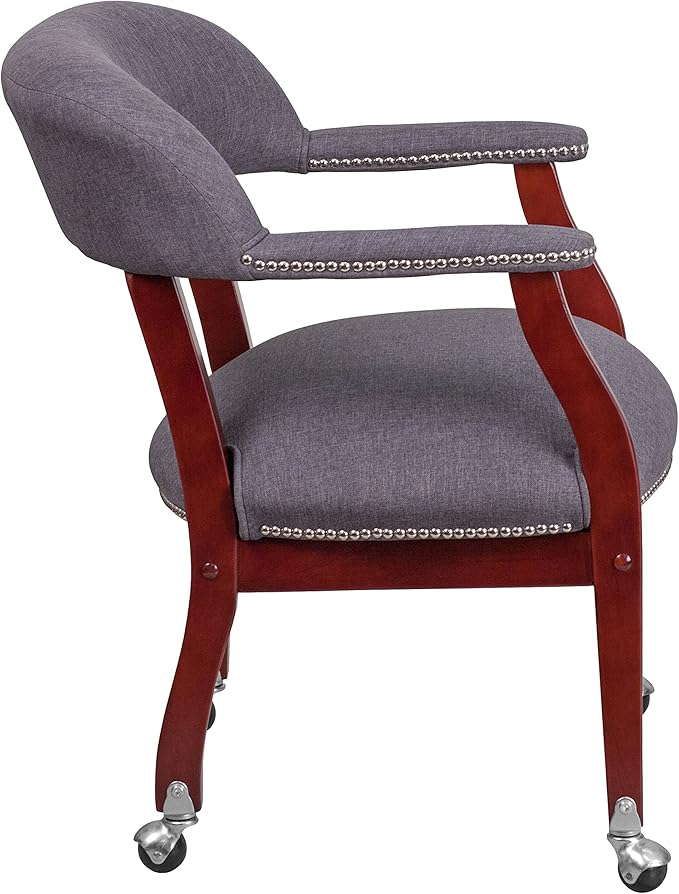 EMMA + OLIVER Gray Fabric Luxurious Conference Chair with Casters-DeskLoop Office
