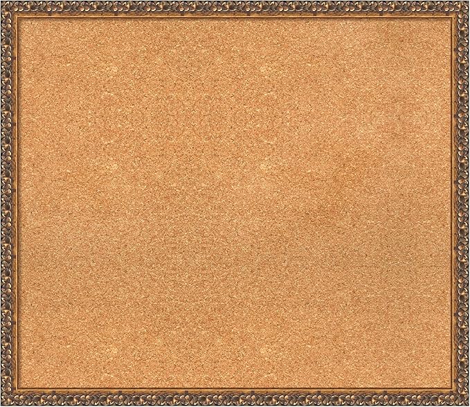 Amanti Art Natural Cork Board for Wall, 26x30 Vision Board with Bronze Frame, Large Corkboard Office Decor for Home Organization, Traditional Corkboard Pinboard to Display Items for Home Organization-DeskLoop Office