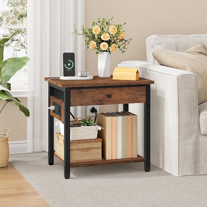 Gewudraw Printer Stand with Charging Station, 2-Tier Under Desk Printer Table - Image 6