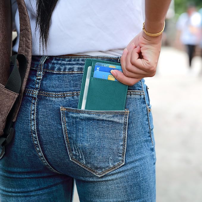 Travelambo Slim Wallet Front Pocket Minimalist Leather RFID Blocking Medium Size - Image 7