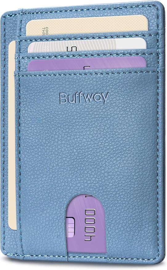 Buffway Slim Minimalist Front Pocket RFID Blocking Leather Wallets by Buffway