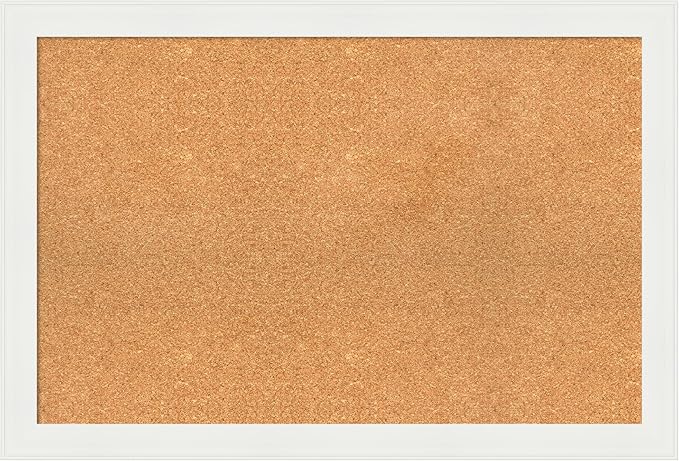 Amanti Art Natural Cork Board for Wall, 25x37 Vision Board with White Frame, Large Corkboard Office Decor for Home Organization, Casual Corkboard Pinboard to Display Items for Home Organization in-DeskLoop Office