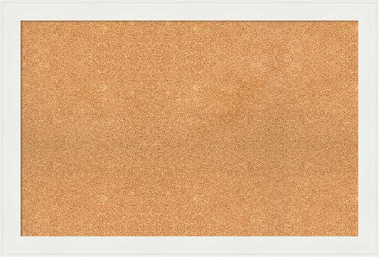 Amanti Art Natural Cork Board for Wall, 25x37 Vision Board with White Frame, Large Corkboard Office Decor for Home Organization, Casual Corkboard Pinboard to Display Items for Home Organization in-DeskLoop Office