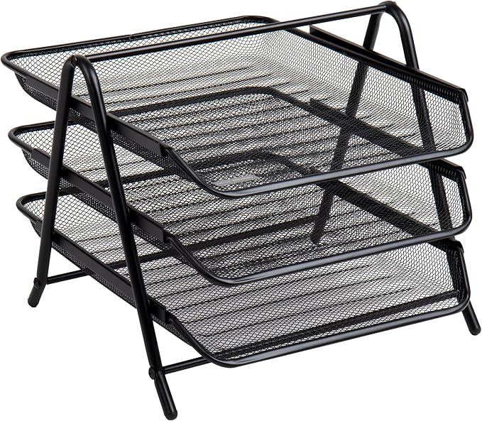 Mind Reader 3-Tier Paper Tray, Desktop Organizer, File Storage, Metal Mesh - Image 7