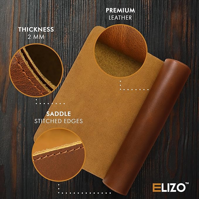 Elizo Real Leather Desk Mat Set Large Desk Cover Desk Blotter Protector - Image 4