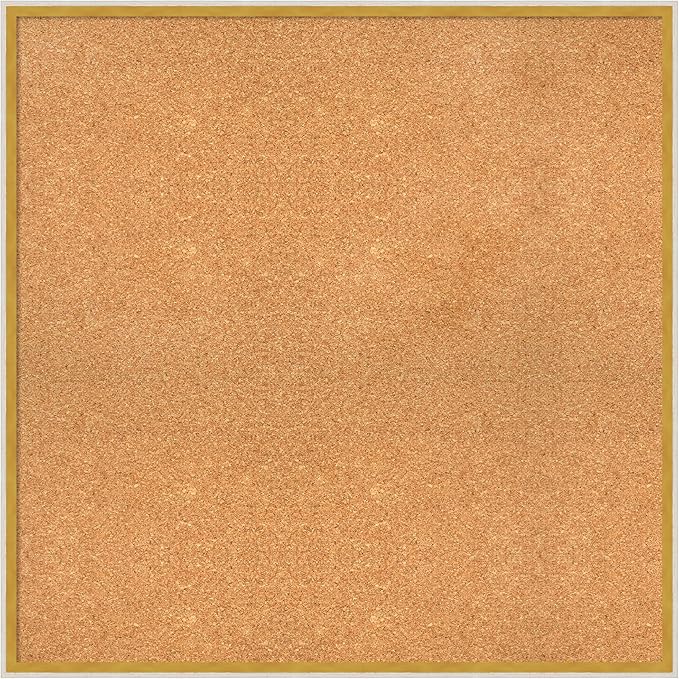 Amanti Art Natural Cork Board for Wall, 33x33 Vision Board with White Frame, Large Corkboard Office Decor for Home Organization, Modern Corkboard Pinboard to Display Items for Home Organization in-DeskLoop Office