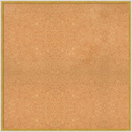 Amanti Art Natural Cork Board for Wall, 33x33 Vision Board with White Frame, Large Corkboard Office Decor for Home Organization, Modern Corkboard Pinboard to Display Items for Home Organization in-DeskLoop Office