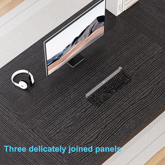 HSH Extra Long Black Computer Desk, 78 inch Large Home Office 2 person Desk, Industrial Metal Wood double Desk for Executive Work Writing Study, Modern Black Bedroom Living Room PC Laptop Gaming Table-DeskLoop Office