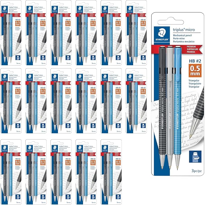 STAEDTLER Triplus Micro Mechanical Pencils 18 Pack 0.5mm lead, Retractable by Staedtler