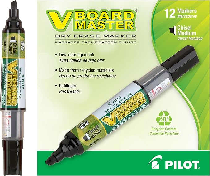 PILOT V Board Master BeGreen Refillable Dry-Erase Markers, Chisel Tip - Image 2
