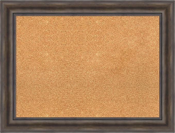 Amanti Art Natural Cork Board for Wall, 25x33 Vision Board with Brown Wood Frame, Medium Corkboard Office Decor for Home Organization, Rustic Farmhouse Corkboard Pinboard to display items for home-DeskLoop Office