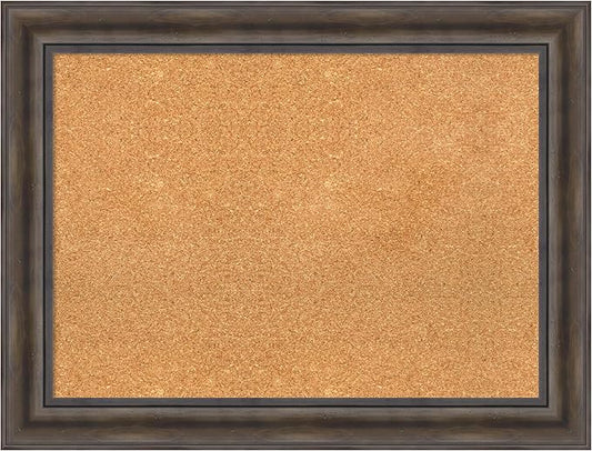 Amanti Art Natural Cork Board for Wall, 25x33 Vision Board with Brown Wood Frame, Medium Corkboard Office Decor for Home Organization, Rustic Farmhouse Corkboard Pinboard to display items for home-DeskLoop Office