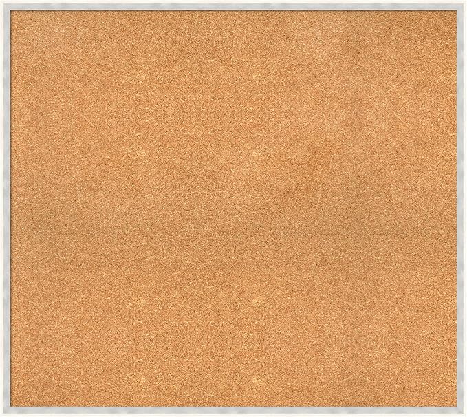 Amanti Art Natural Cork Board for Wall, 33x37 Vision Board with White Frame, X-Large Corkboard Office Decor for Home Organization, Modern Corkboard Pinboard to Display Items for Home Organization in-DeskLoop Office