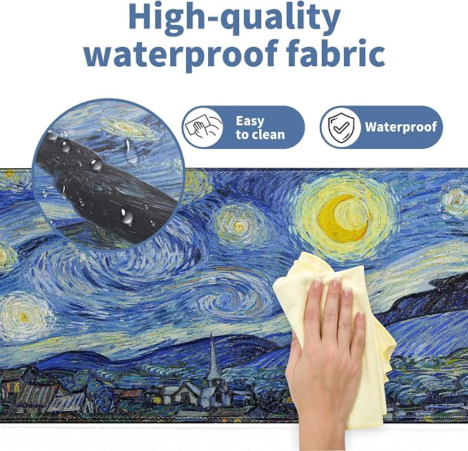 Starry Night Cat Gaming Mouse Pad Large Desk Mat Extended Keyboard Mouse Pad - Image 3