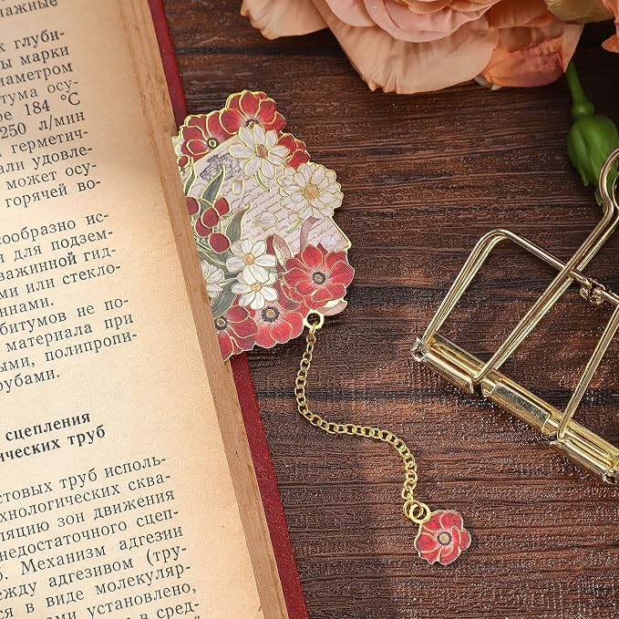4 Pieces Metal Bookmark, Hollow Flower Book Mark - Image 5