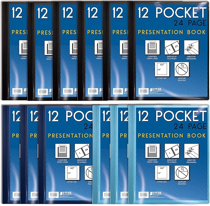 Better Office Products 12 Pocket Bound Presentation Book, 24 Sheet Protector by BetterOfficeProducts