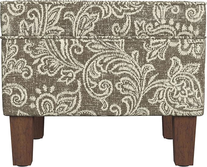 Home Decor | Dinah Collection Modern Storage Ottoman | Ottoman with Storage for Living Room & Bedroom(Brown Jacobean Print)-DeskLoop Office