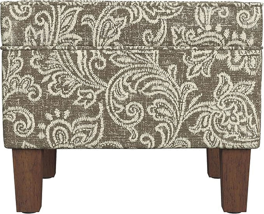 Home Decor | Dinah Collection Modern Storage Ottoman | Ottoman with Storage for Living Room & Bedroom(Brown Jacobean Print)-DeskLoop Office