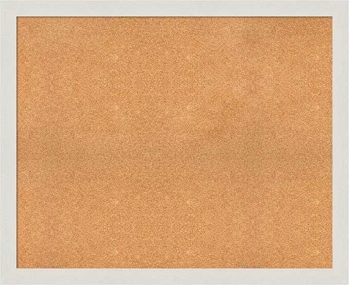 Amanti Art Natural Cork Board for Wall, 35x43 Vision Board with White Frame, X-Large Corkboard Office Decor for Home Organization, Country Rustic Corkboard Pinboard to Display Items for Home-DeskLoop Office