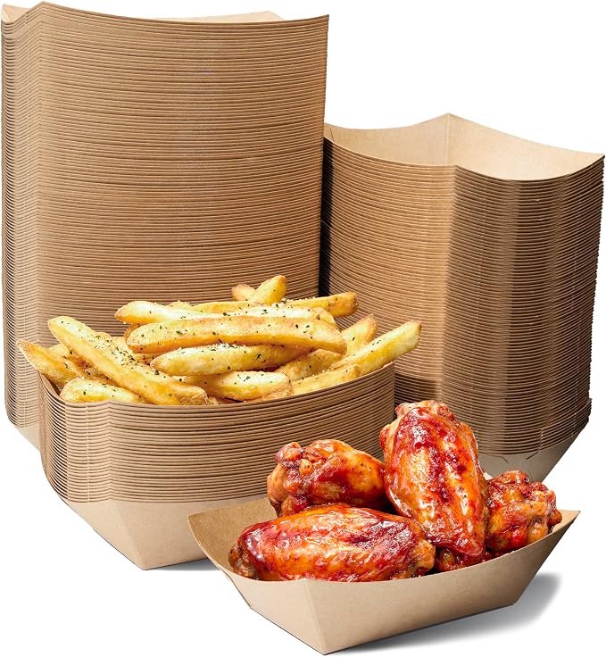 Medium Disposable Brown Kraft Paper Food Trays, 1-Lb Concession Tray, Serving by StockYourHome