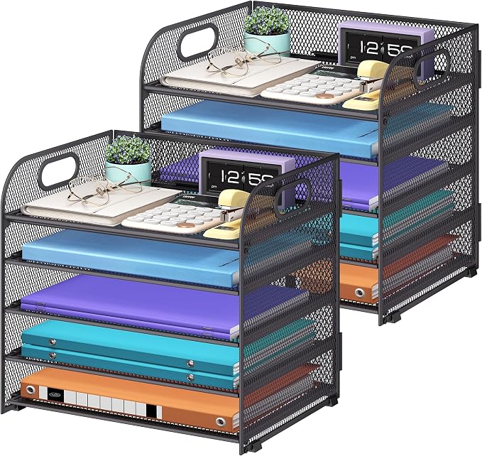 Cawukege 2 Pack 5 Tier Paper Organizer, Letter Tray by Cawukege