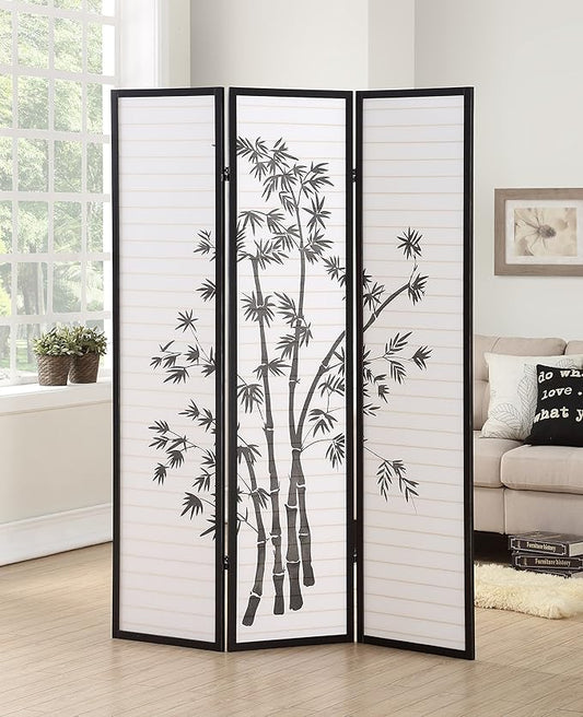 NicBex Room Divider 3 Panel Room Dividers with Oriental Style Partition Room Dividers and Folding Privacy Screens Wall Divider for Home, Office, Room Separation,72" W x 1" D x 72" H, Black-DeskLoop Office
