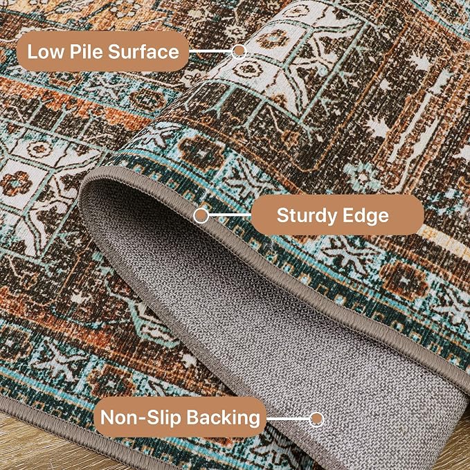 GENIMO 4x6 Area Rugs for Living Room, Machine Washable Rug, Non Slip Vintage - Image 7