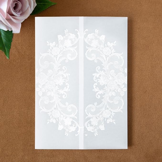 ponatia 50PCS White Foil Wedding Vellum Jackets by ponatia