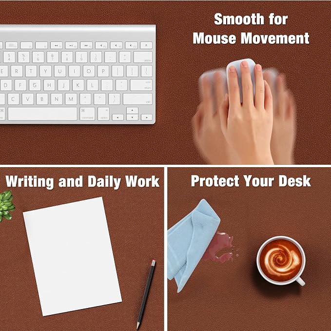 Hsurbtra Desk Pad, 23.6" x 13.8" PU Leather Desk Mat, M Extended Mouse Pad - Image 4