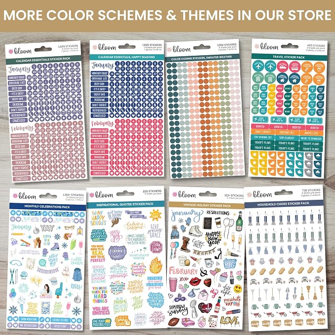 bloom daily planners Muted Neutrals Calendar Essentials Planner Stickers - Image 7
