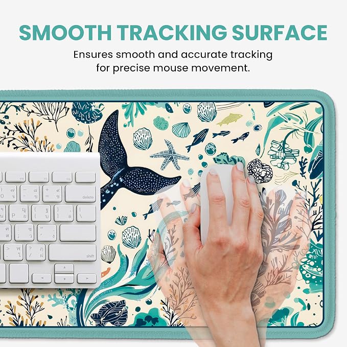 Aesthetic Desk Mat, Cute Drifting Whales Desk Pad Protector - Image 4