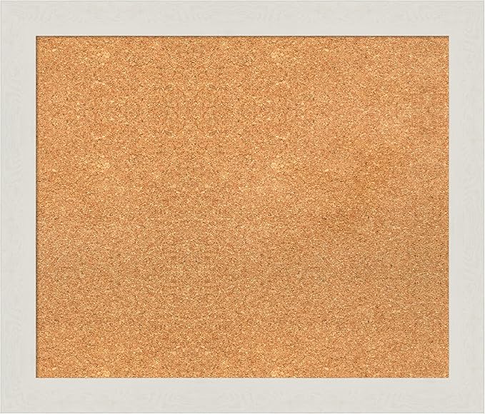 Amanti Art Natural Cork Board for Wall, 23x27 Vision Board with White Frame, Medium Corkboard Office Decor for Home Organization, Country Rustic Corkboard Pinboard to Display Items for Home-DeskLoop Office