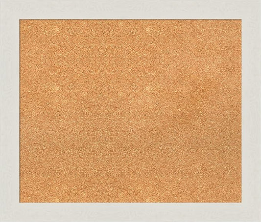 Amanti Art Natural Cork Board for Wall, 23x27 Vision Board with White Frame, Medium Corkboard Office Decor for Home Organization, Country Rustic Corkboard Pinboard to Display Items for Home-DeskLoop Office